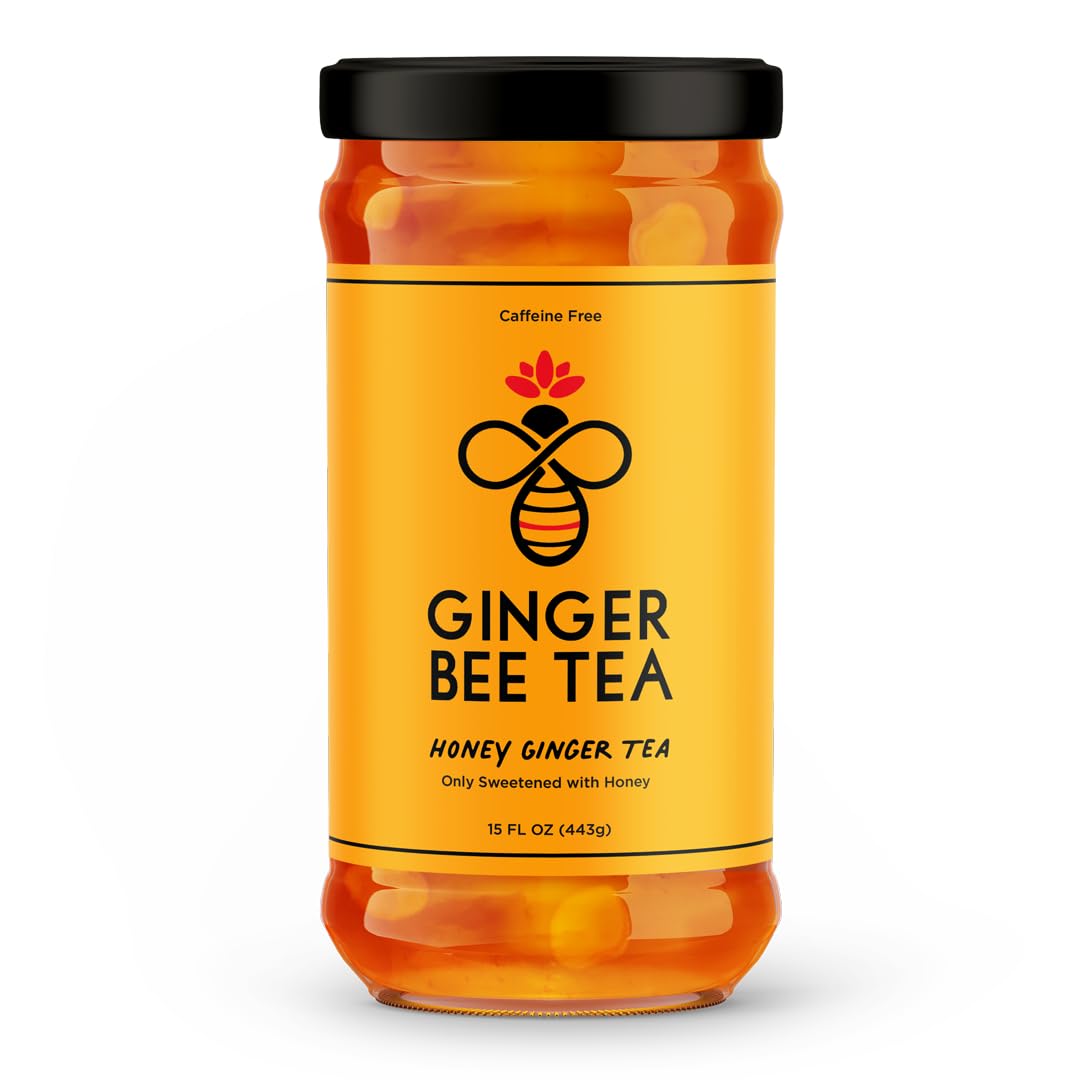 Ginger Bee Tea Soothing Honey Ginger Tea for Bee Lovers, 19 Servings (15 oz Jar)