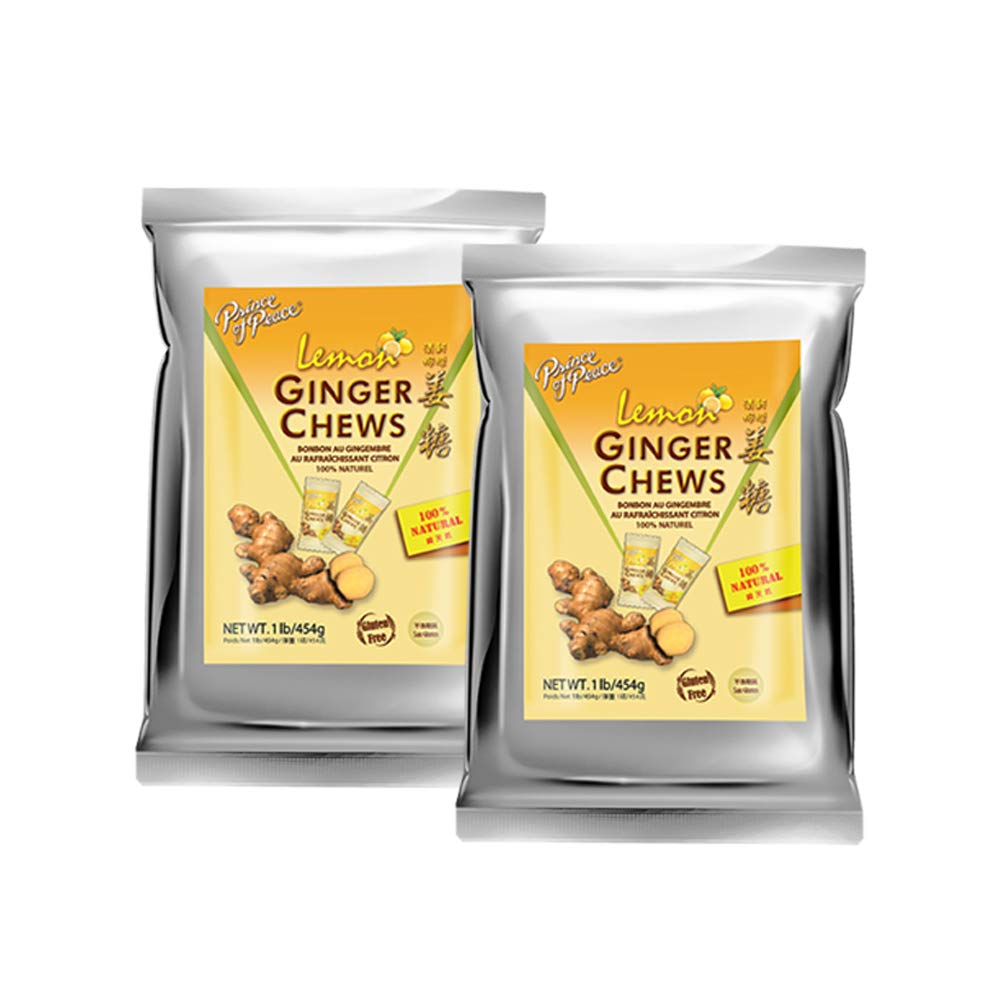 Prince of Peace Lemon Ginger Chews - Natural Candied Lemon Ginger Chews - 1 lb Pack - Perfect Snack for Adults - Doctor