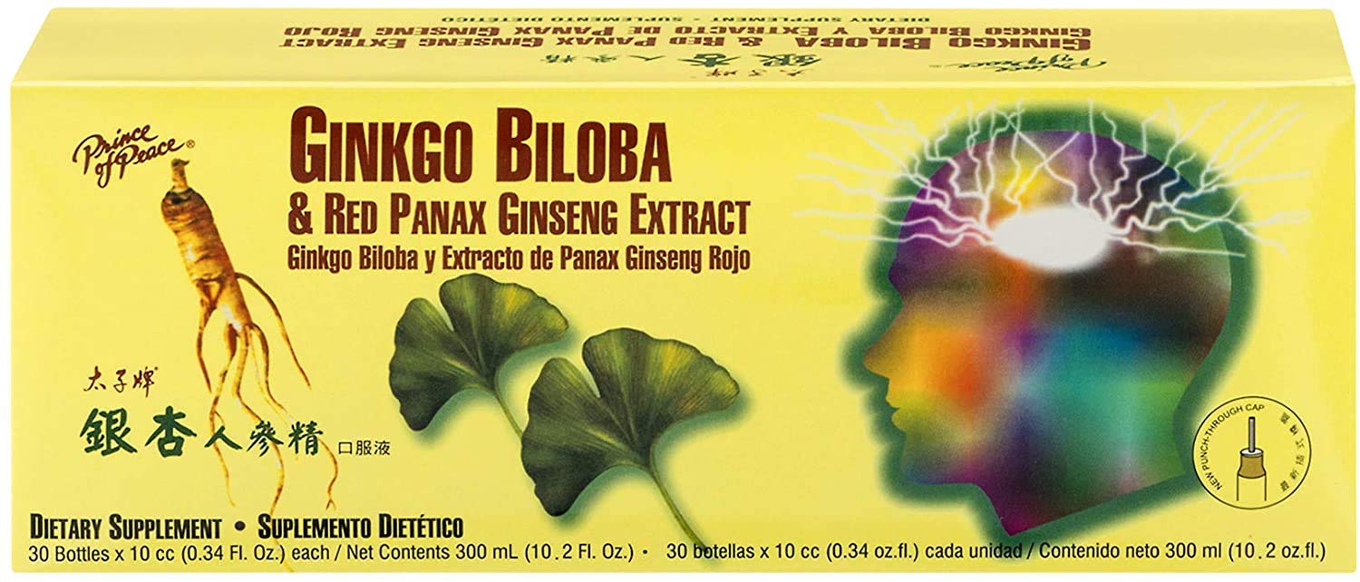 Prince Of Peace Ginkgo Biloba and Red Panax Ginseng Extract for Memory Support and Stress Relief, Seniors and Middle-Ag