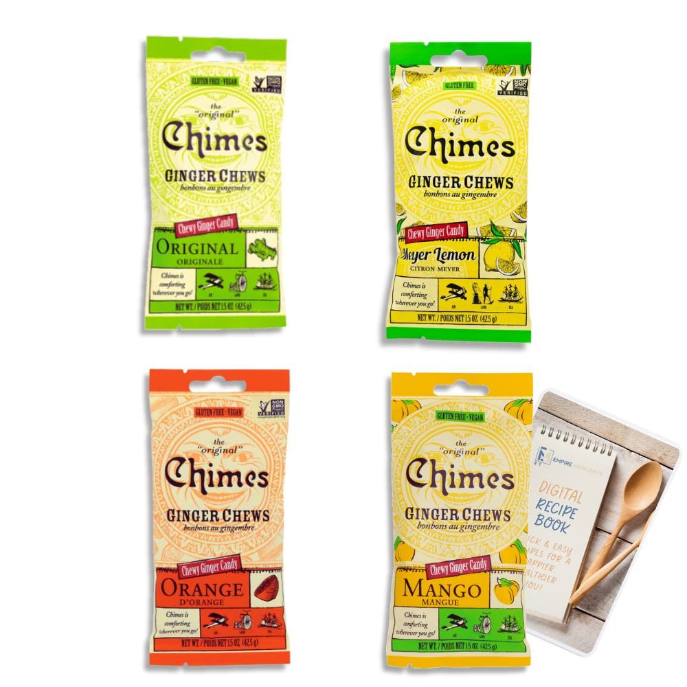 Chimes Ginger Chews Variety Pack - Low Calorie, Vegan, GF, Organic, Nausea Relief Chews
| Chimes Ginger Chews - Morning