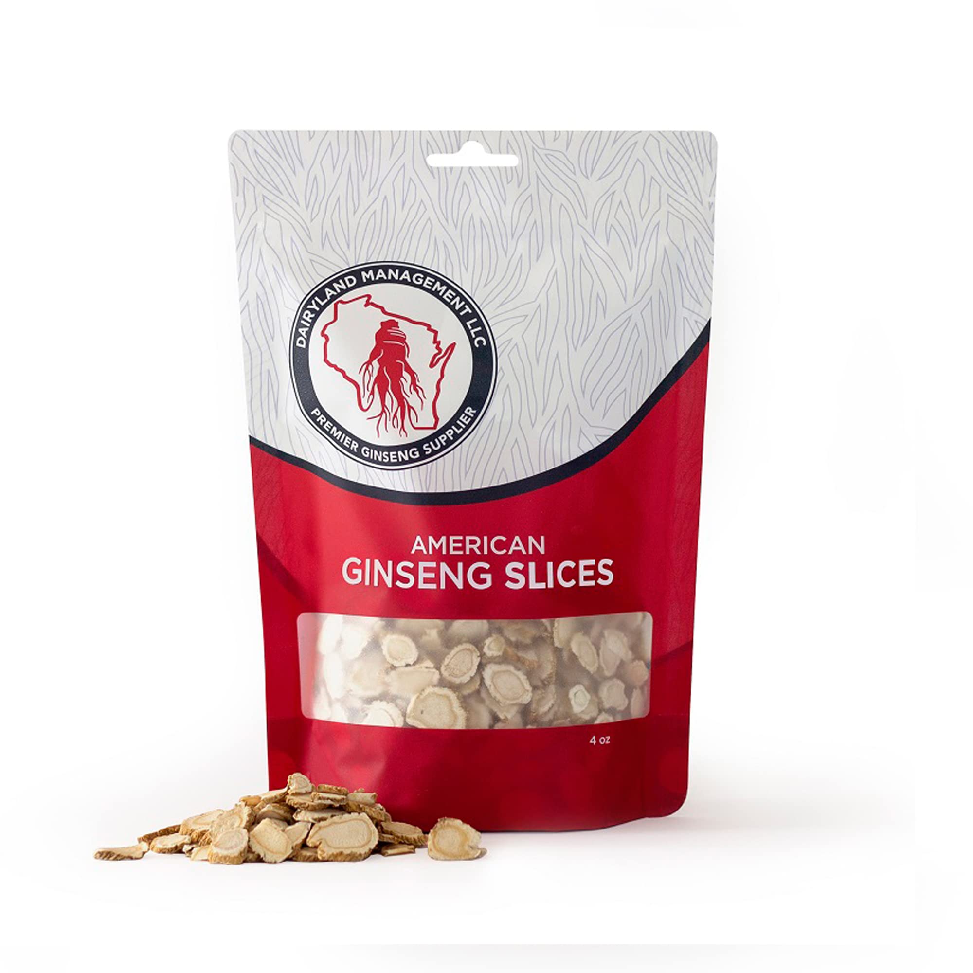 Dairyland 4 oz American Ginseng Slices – Wisconsin Authentic, Non-GMO & Gluten-Free – Herbal Supplement for Tea, Soup &